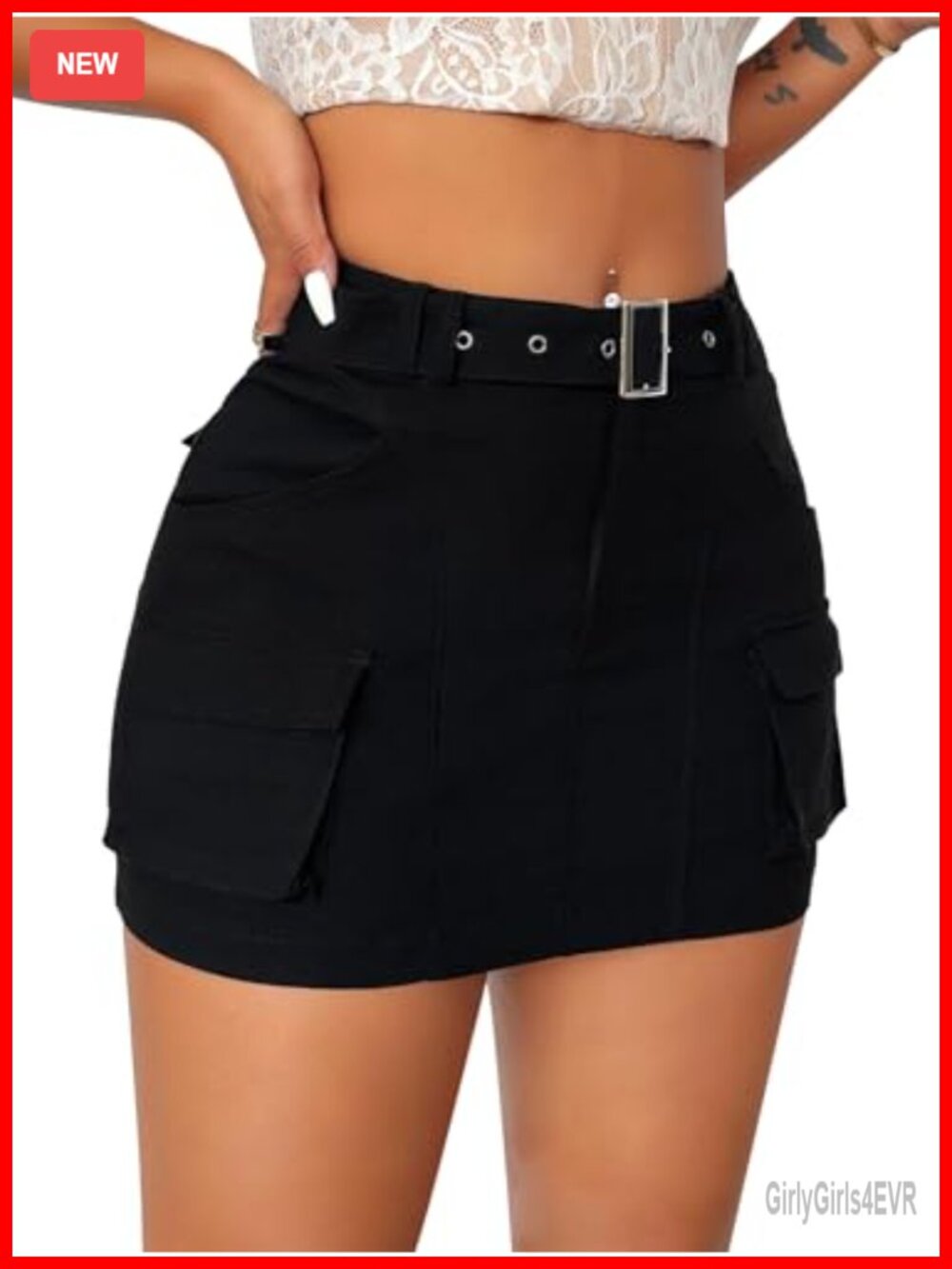 Women's Cargo Mini Skirt Low Rise Button Front Polyester with Pockets